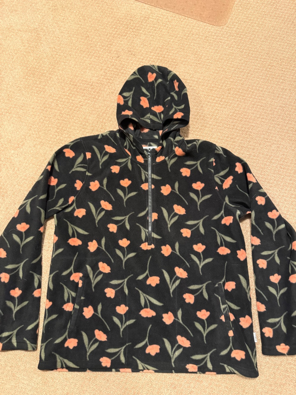 O'Neill Black Hoodie with pink tulip Accents